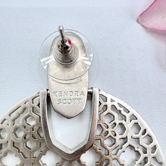 Kendra Scott Didi Silver Tone Earring Lattice Statement Moroccan Inspired Big - Picture 5 of 10